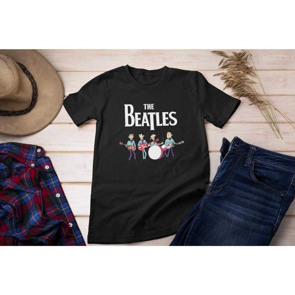 The Beatles Cartoon Shirt Beatles Band Shirts Black
